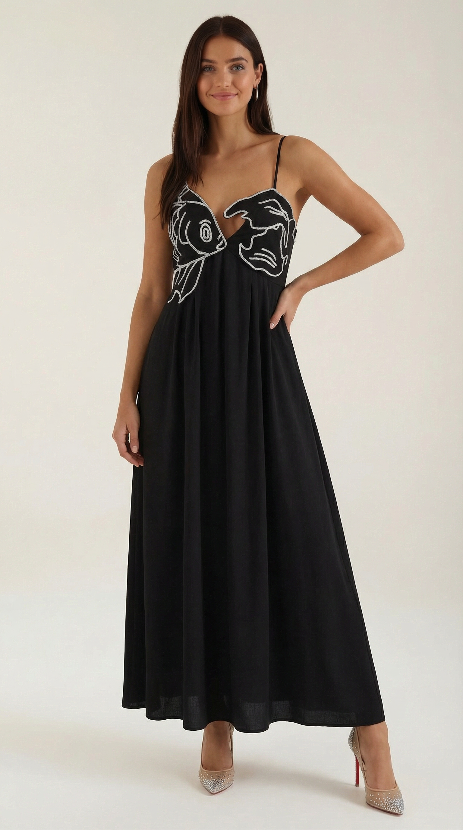 Vestido maxi con bordado elegante