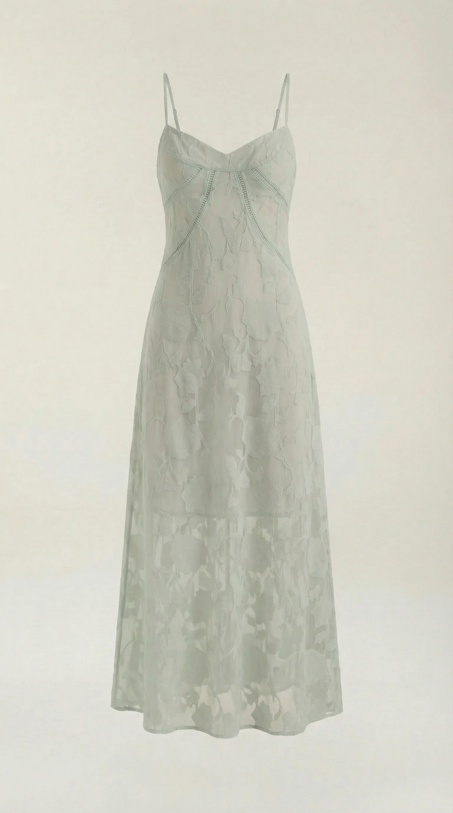 Vestido largo con encaje refinado