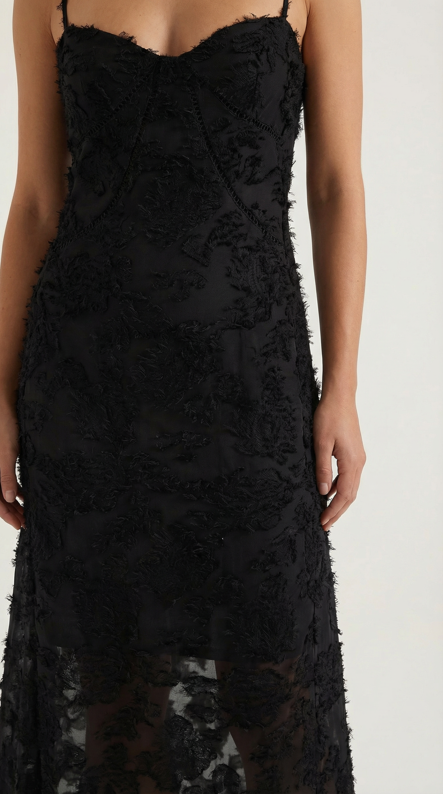 Vestido largo con encaje refinado