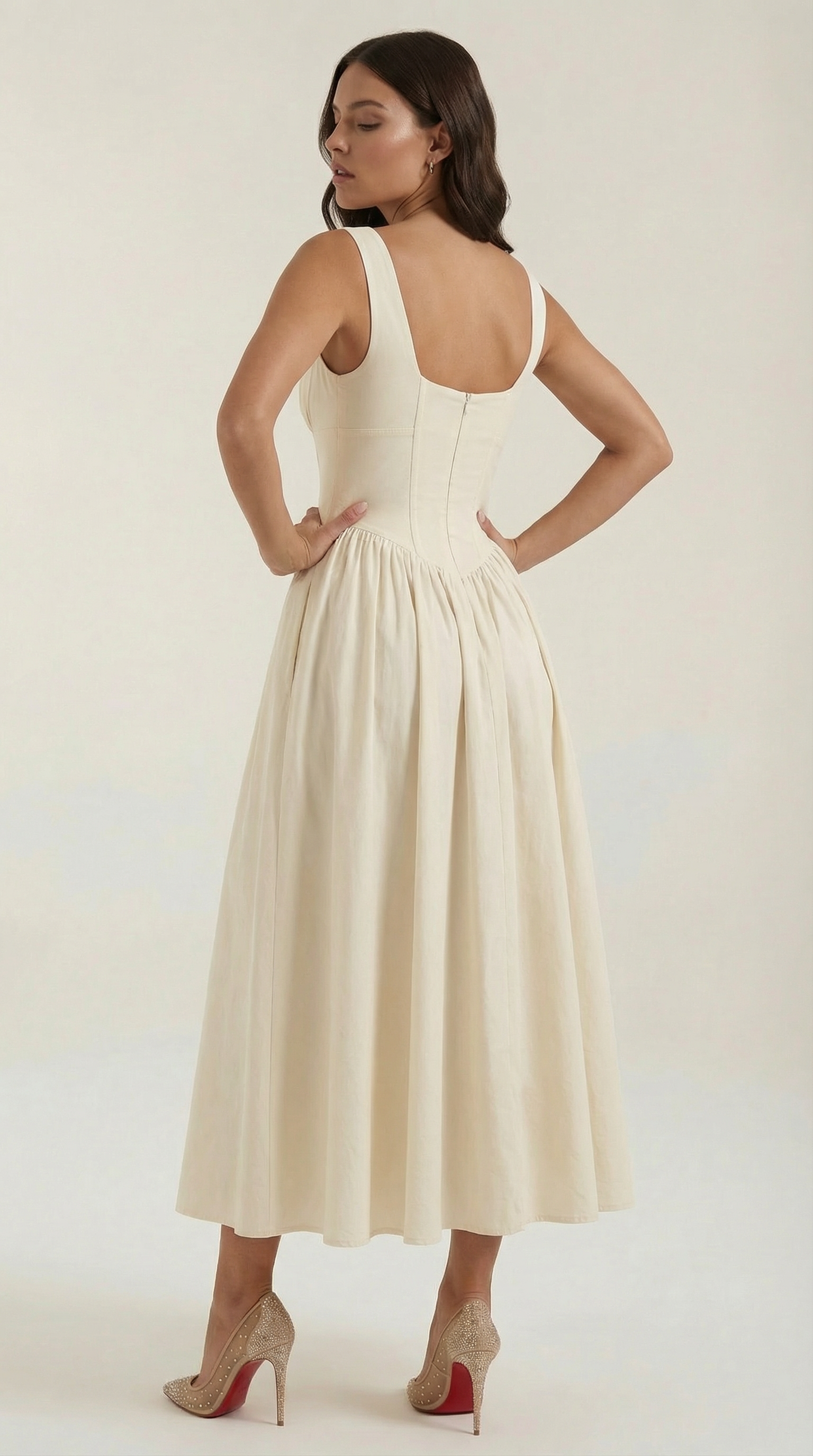 Vestido midi con escote en V