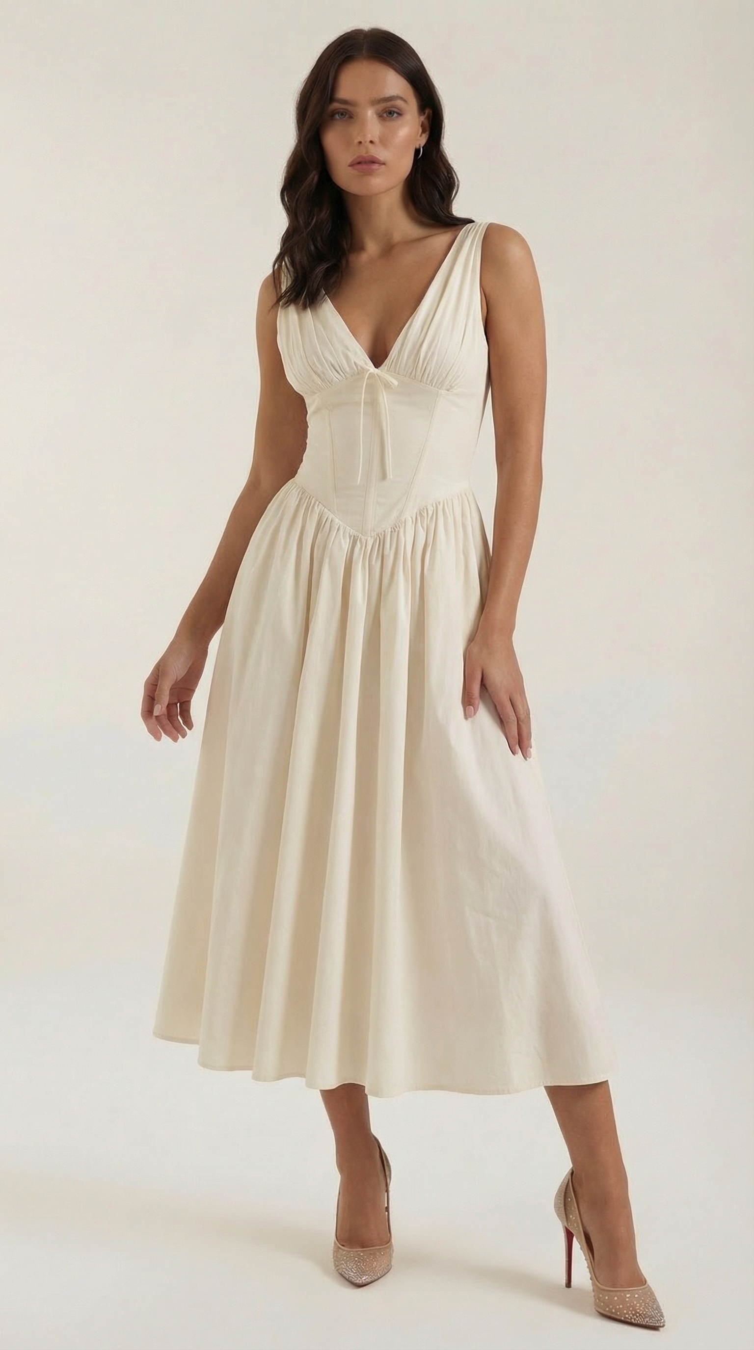 Vestido midi con escote en V