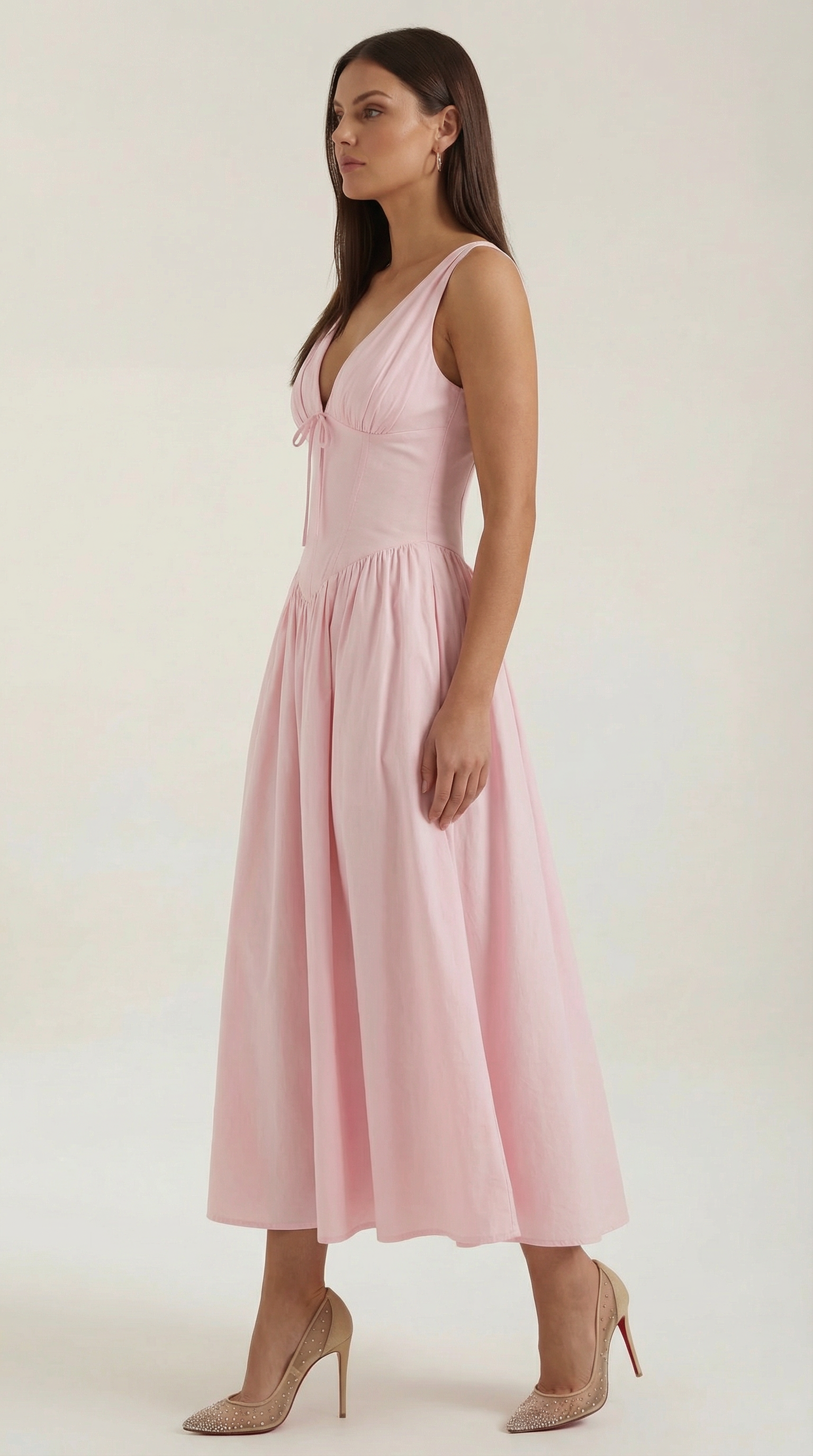 Vestido midi con escote en V
