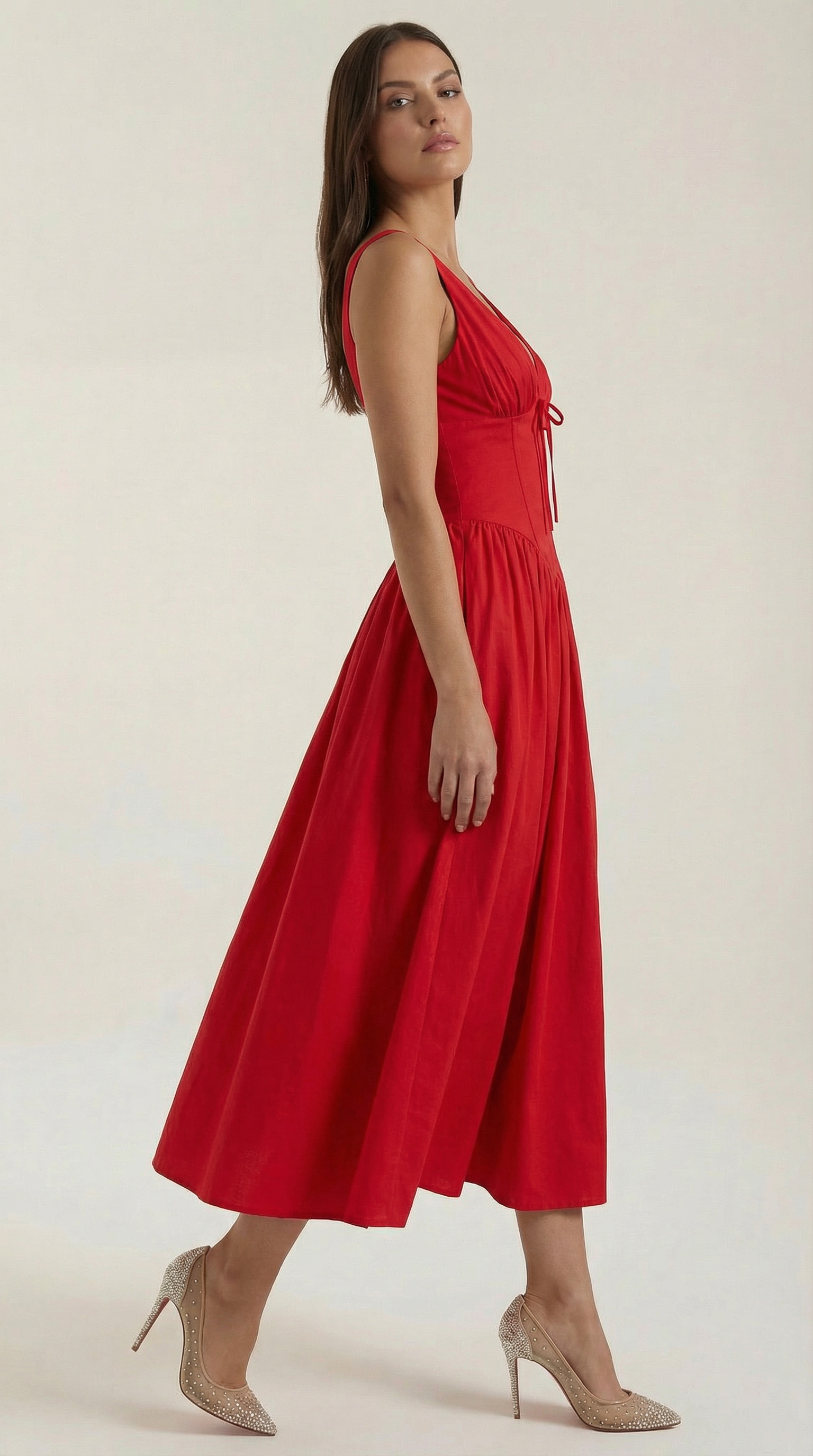 Vestido midi con escote en V