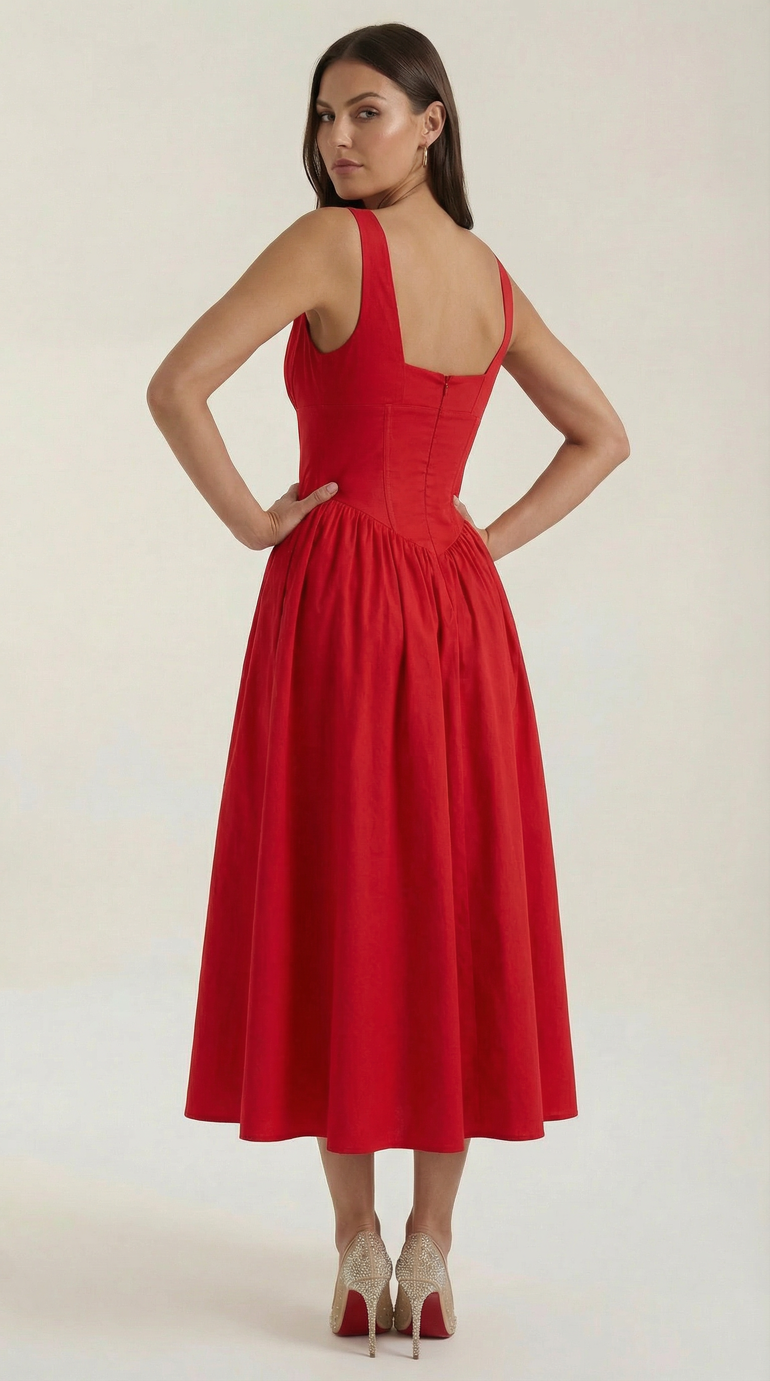 Vestido midi con escote en V