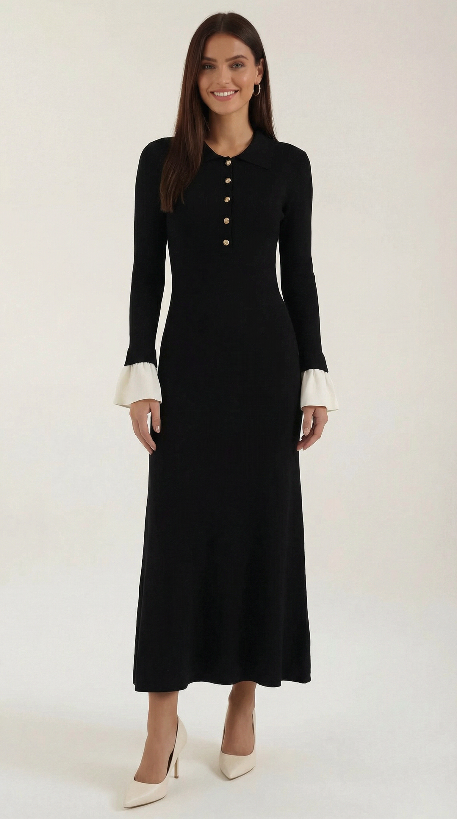 Vestido maxi de punto con diseño sofisticado