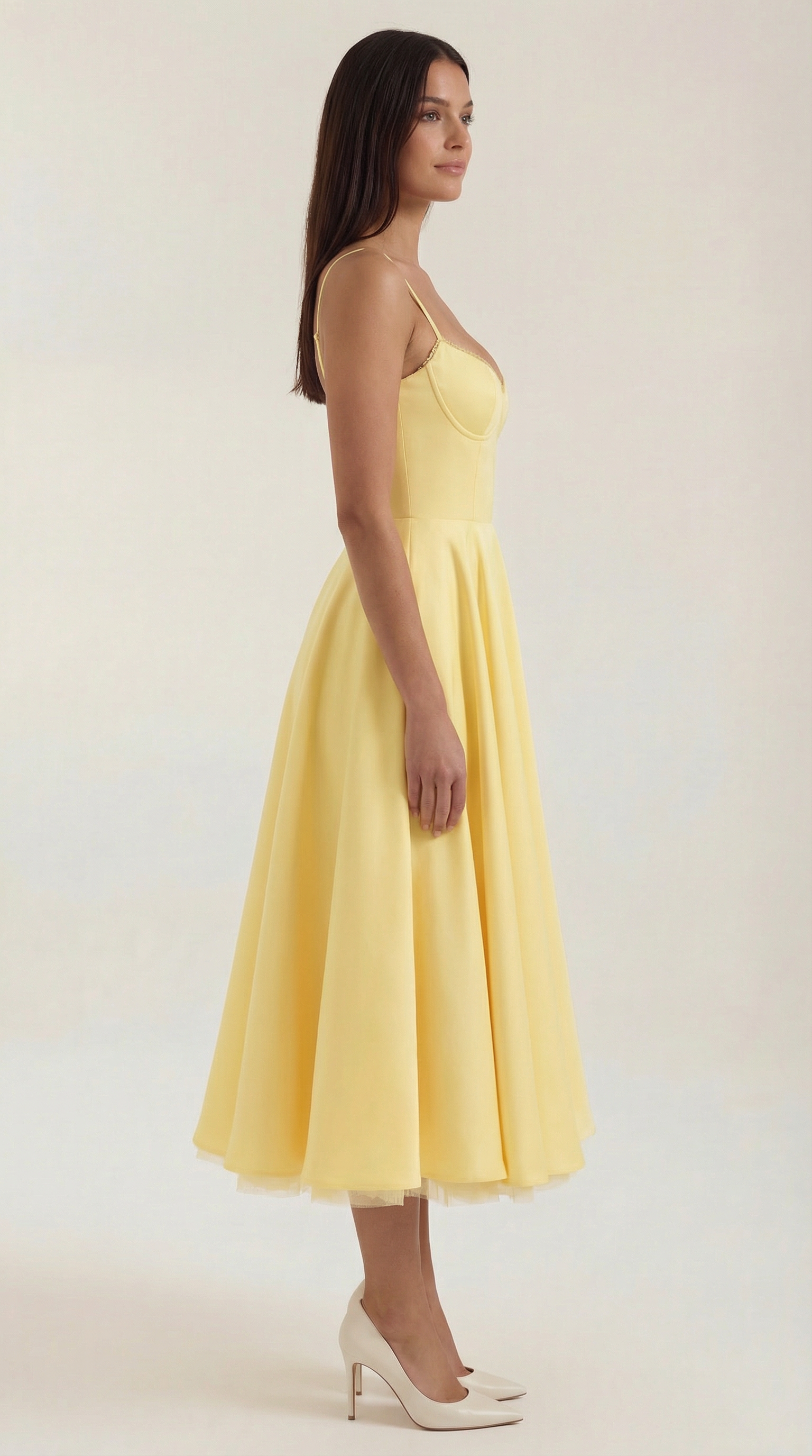 Vestido midi con diseño de tul