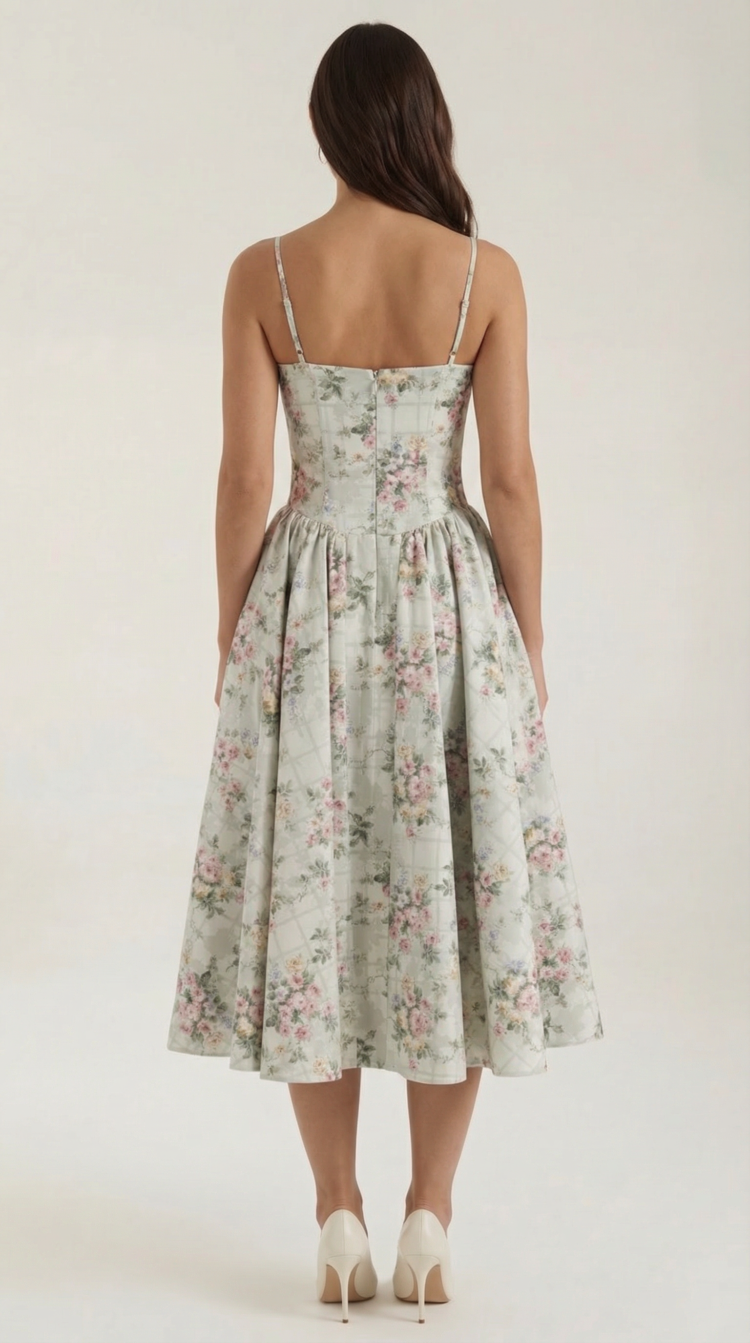 Vestido midi con diseño de corsé