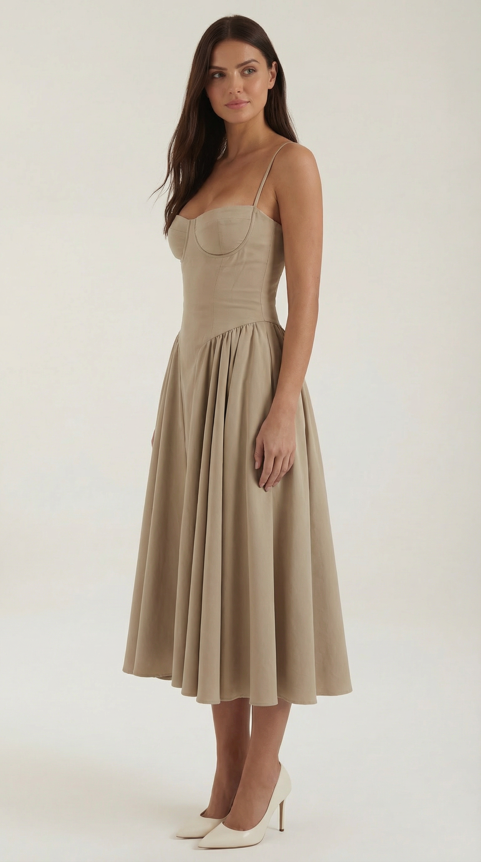 Vestido midi con diseño de corsé