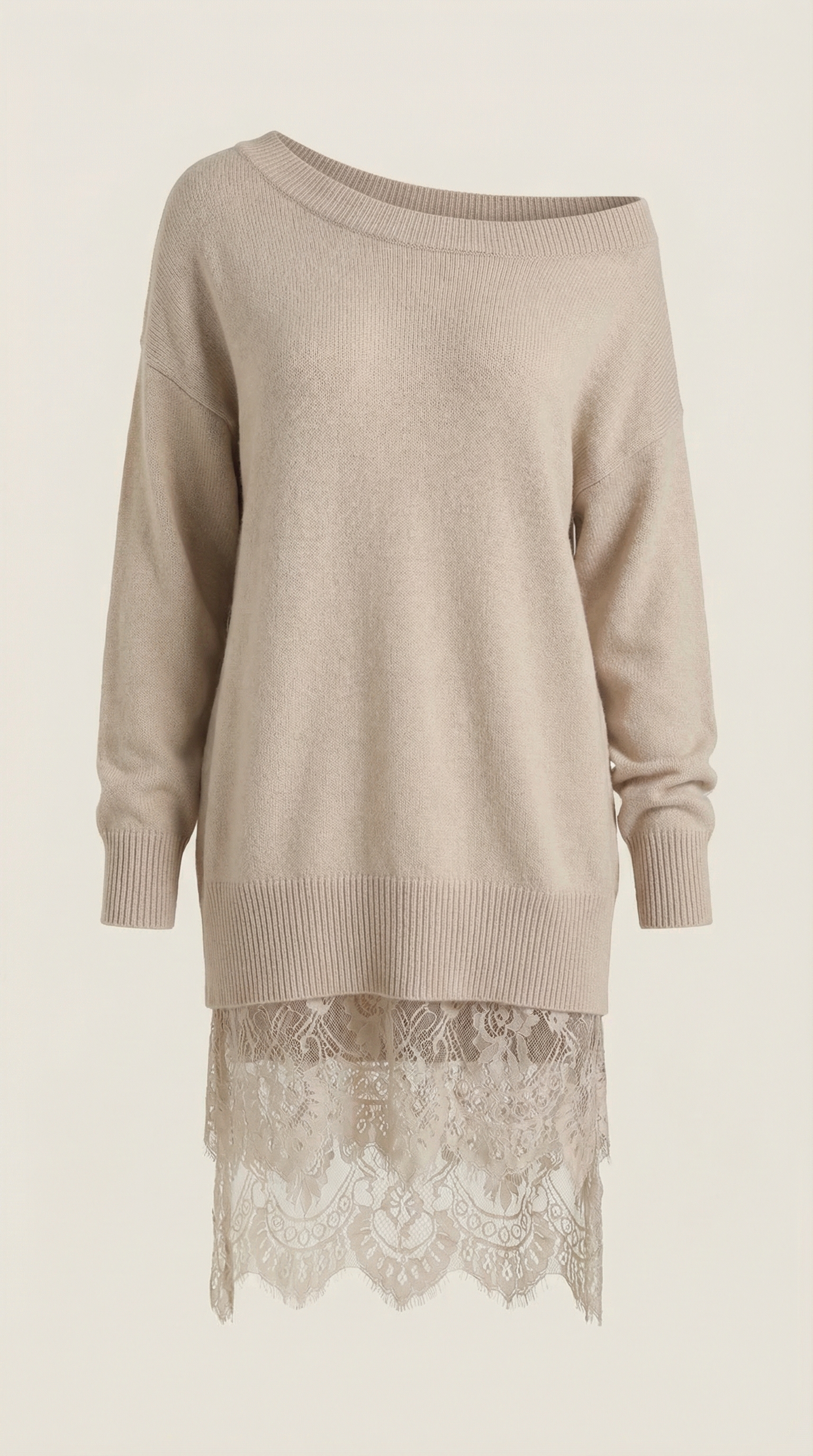 Vestido de Encaje Ajustado con Dobladillo