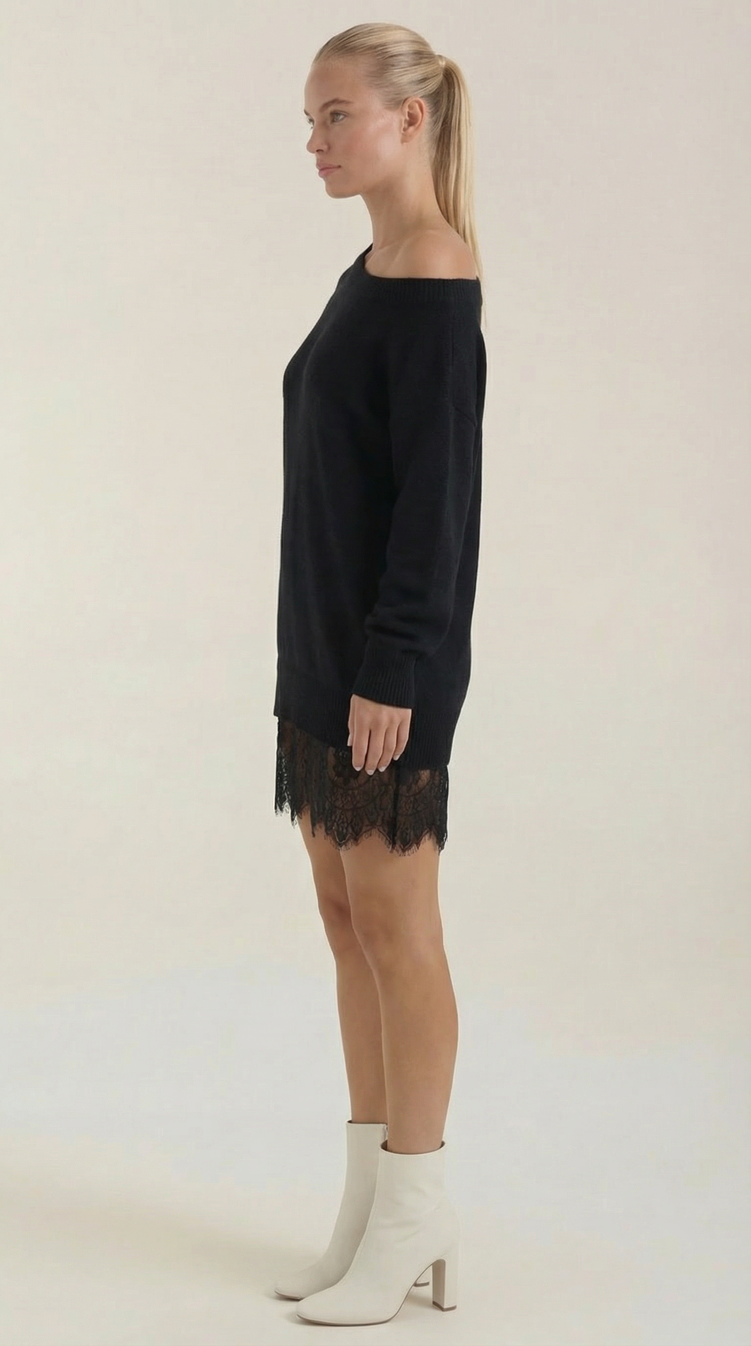 Vestido de Encaje Ajustado con Dobladillo