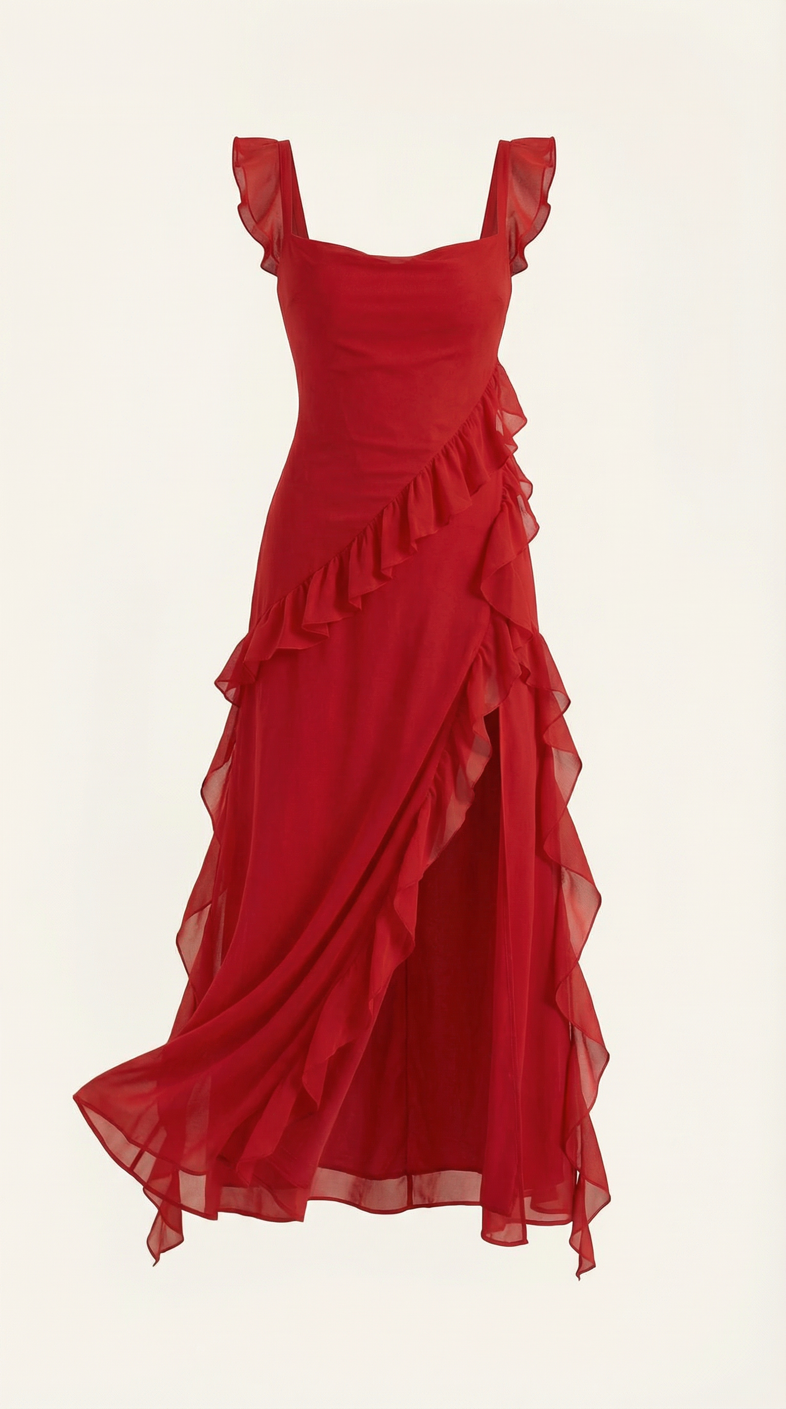 Vestido largo con volantes elegante