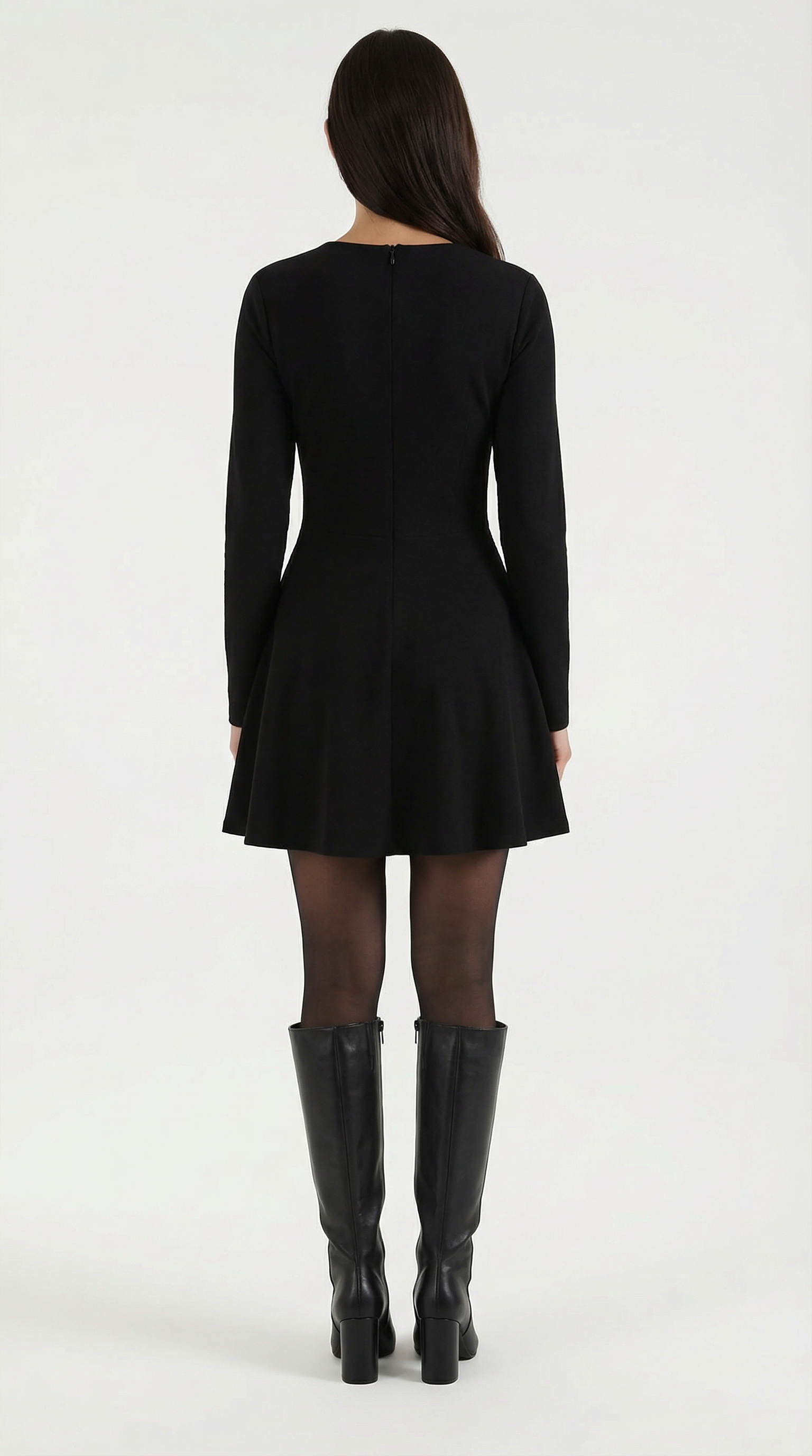 Vestido mini de manga larga fluido