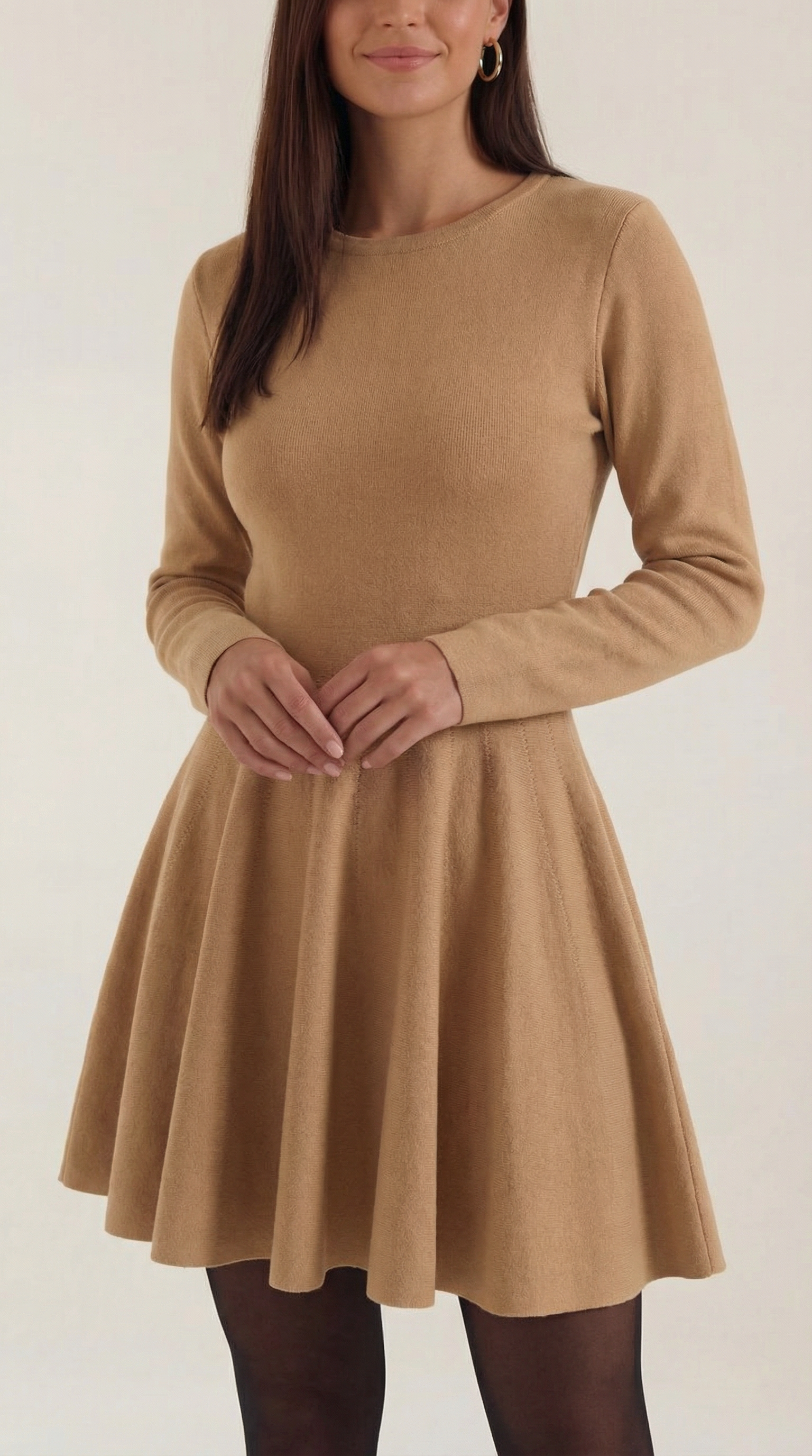 Vestido mini de manga larga fluido