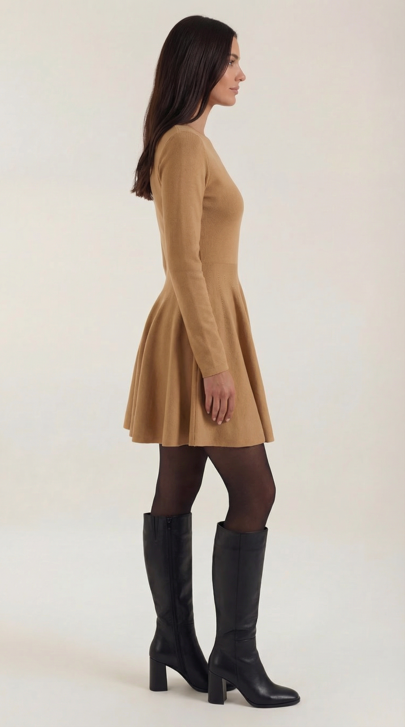 Vestido mini de manga larga fluido