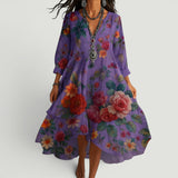 Vestido Midi Florales Boho Manga Tres Cuartos