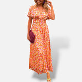 Vestido Largo Estampado Floral Cintura