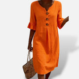 Vestido Midi Camisero Botones Holgado