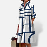 Vestido Estampado Geométrico Con Bolsillos