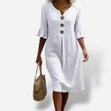 Vestido Midi Camisero Botones Holgado