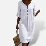 Vestido Midi Camisero Botones Holgado