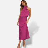 Vestido Maxi Glamuroso Cuello Halter