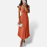 Vestido Midi Satén Plisado Elegante