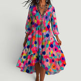 Vestido Midi Florales Boho Manga Tres Cuartos
