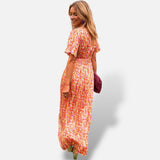 Vestido Largo Estampado Floral Cintura