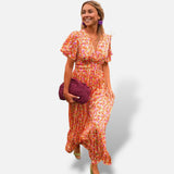 Vestido Largo Estampado Floral Cintura