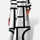 Vestido Estampado Geométrico Con Bolsillos
