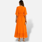Vestido Largo Chifón Cruzado Elegante