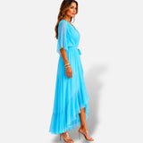 Vestido Largo Chifón Cruzado Elegante
