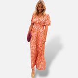 Vestido Largo Estampado Floral Cintura