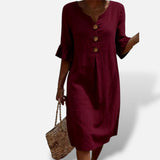 Vestido Midi Camisero Botones Holgado