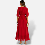 Vestido Largo Chifón Cruzado Elegante