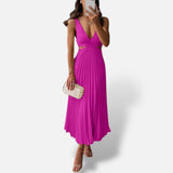Vestido Midi Satén Plisado Elegante
