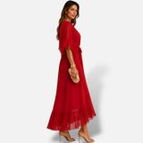 Vestido Largo Chifón Cruzado Elegante