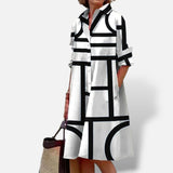 Vestido Estampado Geométrico Con Bolsillos