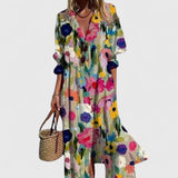 Vestido Midi Floral con Botones