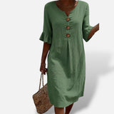 Vestido Midi Camisero Botones Holgado