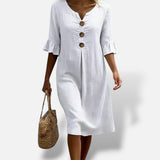 Vestido Midi Camisero Botones Holgado