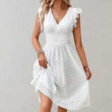 Vestido Midi Escote V Manga Fluida