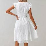 Vestido Midi Escote V Manga Fluida
