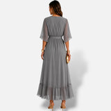 Vestido Largo Chifón Cruzado Elegante