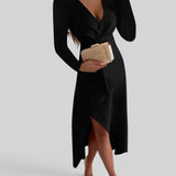 Vestido Midi Ajustado Escote V