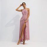 Vestido Midi Halter Plisado con Volantes