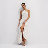 Vestido Midi Halter Plisado con Volantes