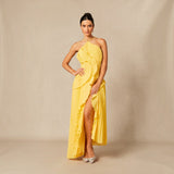Vestido Midi Halter Plisado con Volantes