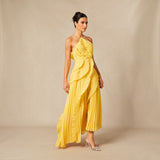 Vestido Midi Halter Plisado con Volantes