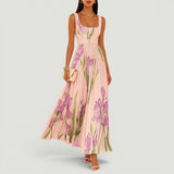 Vestido Largo Plisado Florales Tirantes Anchos Boda